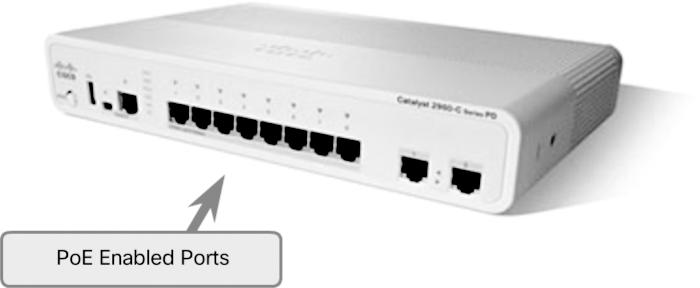 The Cisco Catalyst 2960-C and 3560-C Series compact switches support PoE passthrough.