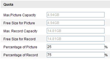 Figure 7-3 View Disk Status 3. Define the quota for record and pictures. (1) Input the quota percentage for picture and for record.