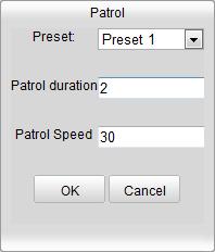 5.4.3 Setting / Calling a Patrol Note: No less than 2 presets have to be configured before you set a patrol. 1. Click to enter the patrol configuration interface. 2. Select a path No.