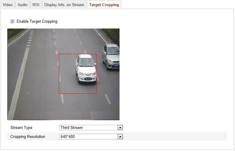 Figure 6-33 Target Cropping 6.5 Configuring Image Parameters 6.5.1 Configuring Display Settings Purpose: You can set the image quality of the camera, including brightness, contrast, saturation, hue, sharpness, etc.