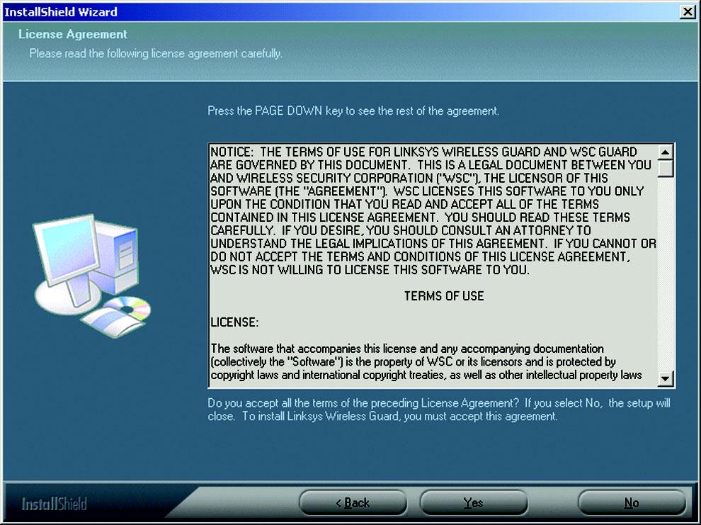 Figure 6-3: Exit Applications 4. A license agreement will appear next. Scroll down or press PAGE DOWN to read the entire agreement.