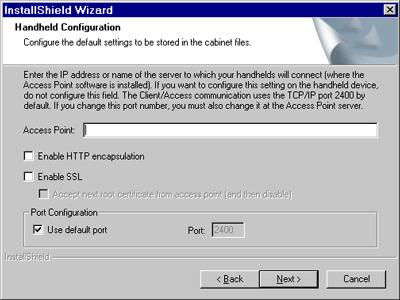 5 On the Welcome page, click Next. 6 Review the destination location where the installation program will install the Windows CE IP client (browse to a different location, if desired), then click Next.