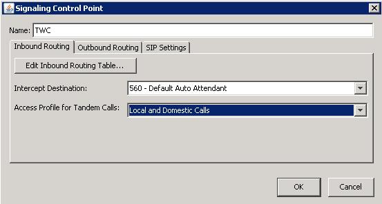 Adding a rule to the inbound routing table for the new SCP 1. Still on the Inbound Routing tab, click Edit Inbound Routing Table. 2.