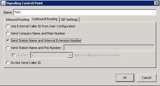 Still in the Signaling Control Point dialog, select the Outbound Routing tab. 2.