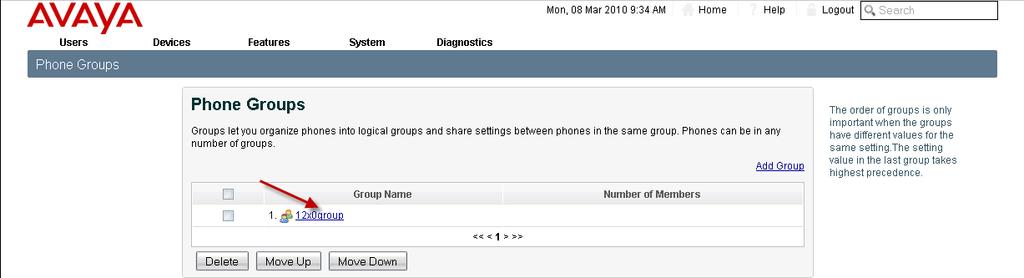 To configure settings for the newly created group select it from the list. 7.