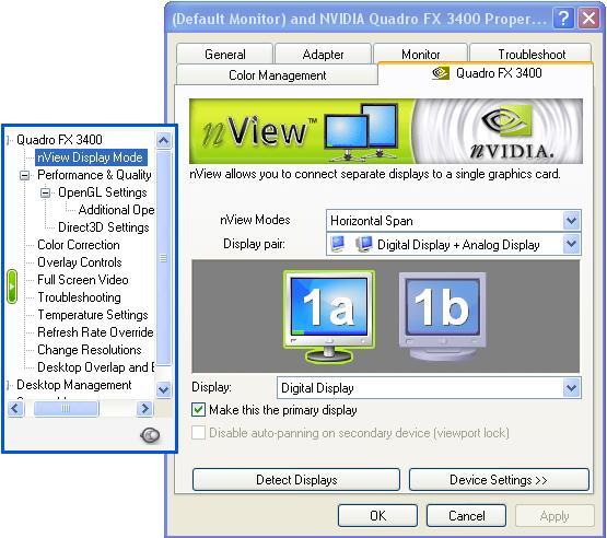 nview NVIDIA nview is an extremely flexible system for managing multiple displays as a single desktop space. Complete nview documentation is located on the Software Installation CD.