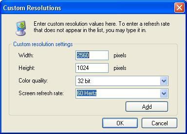 Custom Resolutions Custom Resolutions: Enter custom resolutions and refresh raztes