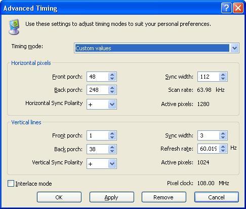 Advanced Timing: Use this menu to adjust timing modes to suit your personal preferences. Attention! Using wrong values could damage your monitor.