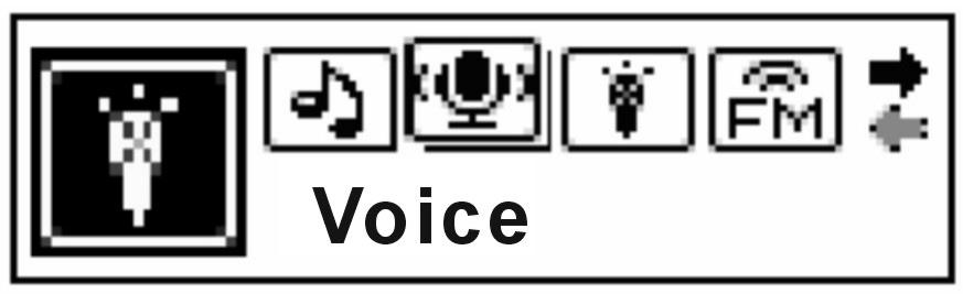 Basic Functions 3.3 Voice replay In main menu screen, select Voice Replay mode by pressing the buttons. Short press the M button to confirm entering audio play mode.