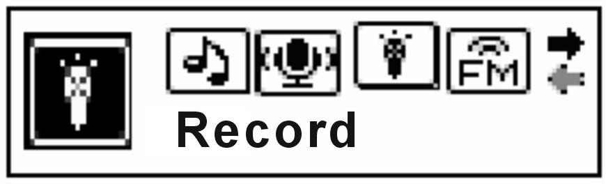 4 Record In the main menu screen, select Record mode by pressing the buttons. Short press the M button to enter Record mode and start recording.