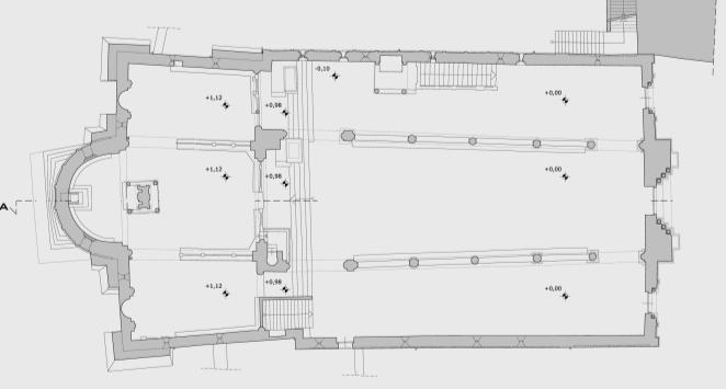 Figure 6: Plan of the Basilica (left) and north façade of the Basilica (right). 4.