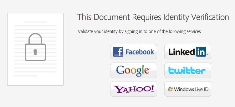 Social Identity Authentication Social identity authentication requires signers and approvers to prove their identity by authenticating through a 3rd party Web service such as Facebook, Google,