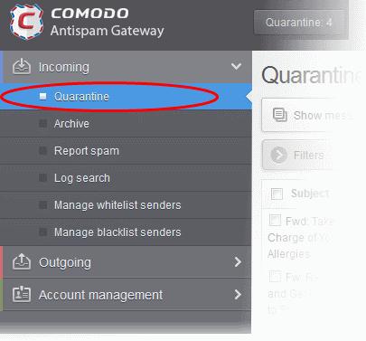 Tip: You can configure CASG to send Quarantine summary reports periodically to your email.