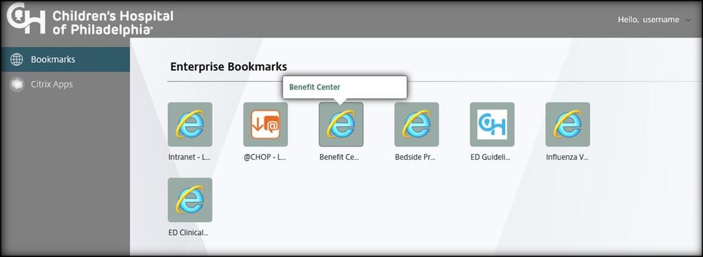 Bookmarks (default view) These applications will have limited functionality, hover over any icon to see full name of