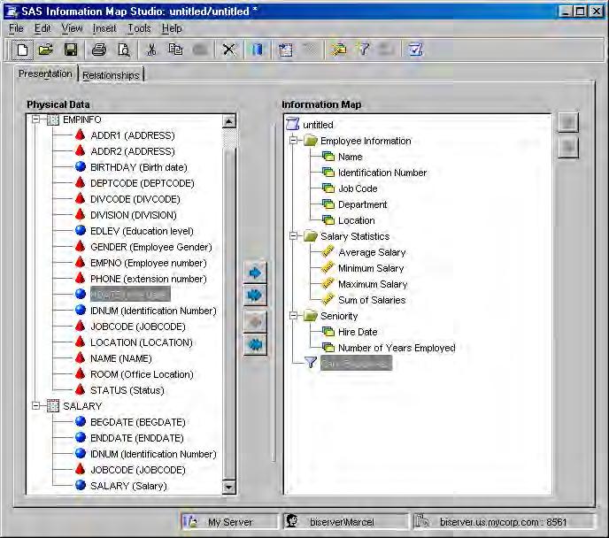 Creating a SAS Information Map 4 Create a Prompted Filter 47 Create a Prompted Filter To create a filter that enables your users to select the departments that they want reports for, complete the