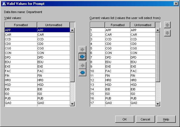 Creating a SAS Information Map 4 Create a Prompted Filter 51 h i j Click OK. Note that the Values list table on the Prompt Value Generation tab now contains the list of values that you just selected.