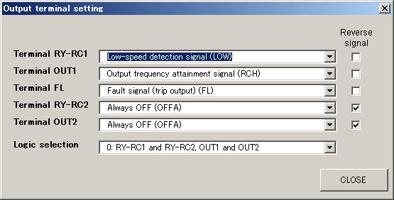 4-5 Output terminal / Monitor menu Output terminal setting window of Fig. 2.4-6 is shown by clicking [Output terminal function select].