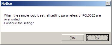 After clicking the [SET], logic sample is set to logic setting area by selecting the Yes(Y) in notice window for set the sample. (Fig.