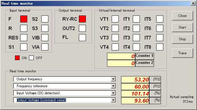 2.5.Real time monitor window 2.5.1.Real time monitor ON/OFF state of each terminal, count number of COUNT1/COUNT2 and each monitor items can be monitored in real time by this window. (Fig. 2.5-1) 1 2 3 4 Fig.