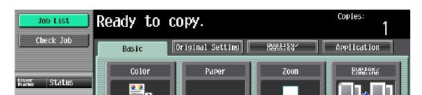Stapling and Sorting The Quick Q Copy Screen (pictured above) can be set as the Default Screen when