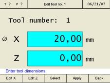 Manual tool measurement: The tool dimensions can also be measured by means of a measuring machine. Then the received values can be entered manually into the tool table. Tools 1. Call the tool table.