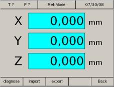 REF Syst em System In the system (activate the reference mode) you can export important system data. diagnose Diagnosis function In the diagnosis area, the inputs and outputs of the PLC are displayed.