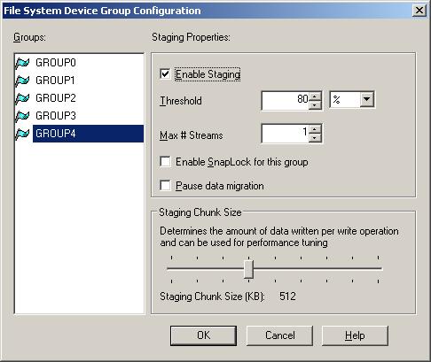 5.3.1.2 Backup Devices with Staging To use staging with the backup devices, do the following: 5. Configure a Staging Group. Each Device will be assigned to a separate group.