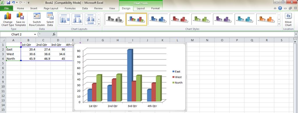 CONTEXTUAL TABSETS When certain objects in a workbook (such as a chart) are selected, contextual tabsets appear.