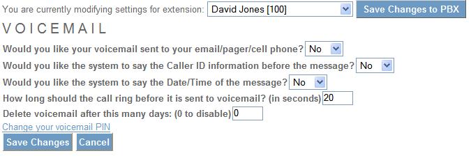 36. Voicemail to Email Phone users can enable the feature which will send their Voicemail to email and/or Pager/Cell Phone Address.