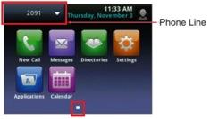 left. Home view: You may display Home view, as shown, by pressing. At the top, the status bar displays your phone s extension number and the time and date.