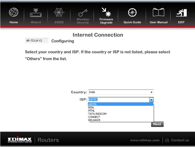4. Select your country and ISP.