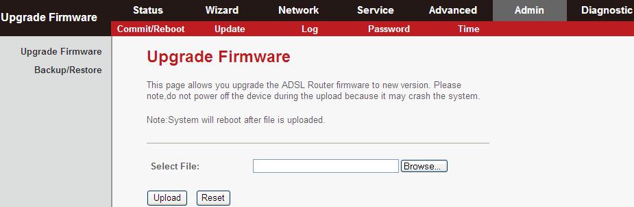 5.7.2.1. Upgrade Firmware Click Upgrade Firmware in the left pane, and you will see the following page. Here, you can upgrade the firmware of the router.