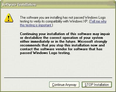 If a message is displayed indicating that the software has not