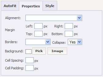 Editing the properties of the whole table Click in the table to be edited. Click on the Edit Table/Cell icon located on the bottom row of the toolbar.