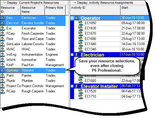 Save Resource Selection in the Resource Histogram and Spreadsheet Save Resource Selection in the Resource Histogram and Spreadsheet When you select resources in the Resource Histogram or Spreadsheet