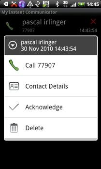 Information about the caller 70005 70005 Delete the callback request One single callback request is displayed per contact.