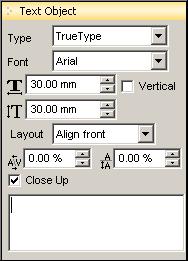 Click on the document. In the [Active] tab, the [Text Object] panel is displayed.