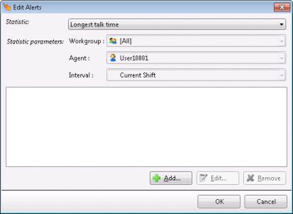 Add an Alert Configuring Interaction Supervisor to set an alert provides notification when a particular metric enters, is within bounds, or is no longer within a user-defined range of values.