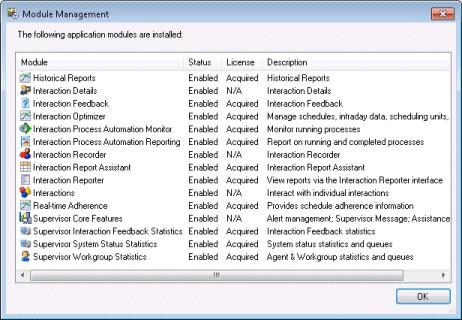 Module Management dialog The Module Management dialog appears when Module Management is selected from this Tools menu.