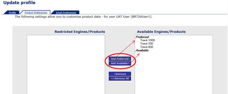 This will allow you to limit the user privileges at product level by choosing the product/s from the Available Engines/Products table on the right and moving over to the,restricted Engines/Products