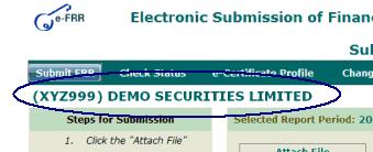At the Submit FRR screen, the name of the LC (Figure 9 and the pending submission period (Figure 10) are displayed for verification purpose.