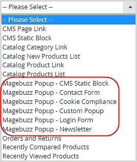 4. Different Popup Types Page 4 CMS Static Block: Popup shows available CMS Static Block Contact Form: Popup shows Magento Contact form Cookie Compliance: A checkbox popup asks customers for