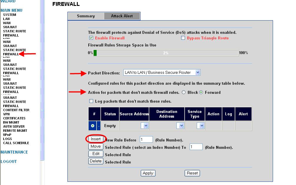 BCM50 Integrated Router Firewall Configuration Configuring the Firewall Use the following procedure to configure the Firewall options on the BCM50 Integrated Router. 1.