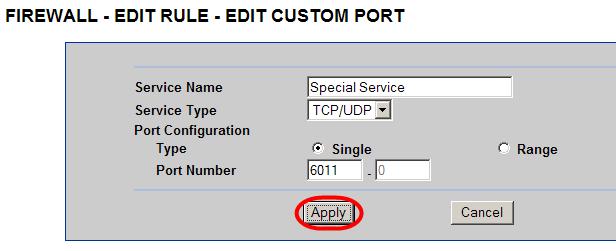 Whilst in the Edit Rule screen, click on the Add button in the Custom Ports section. 2.