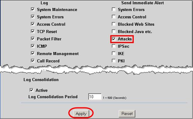 4. Next tick the Attacks option box, found further down the screen in the Send Immediate Alert area. 5. Click Apply when finished.