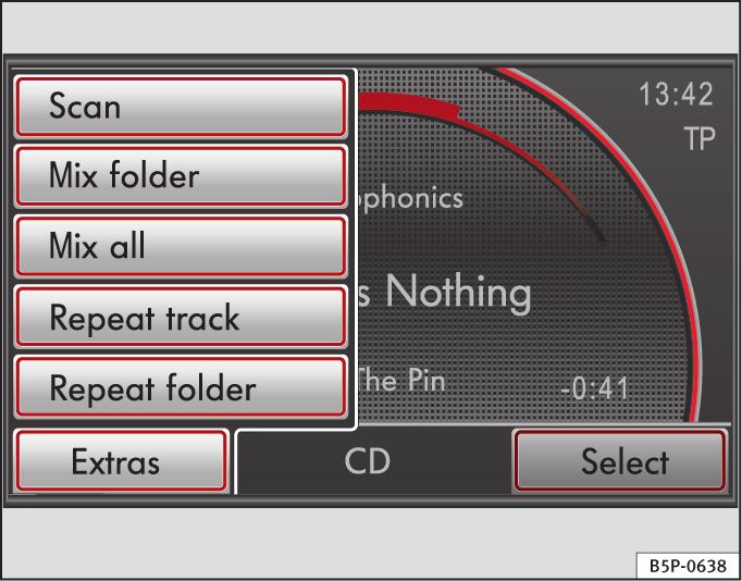40 Audio mode ALTERNATIVELY: Turn the setting knob, select the folder and turn and press the knob again to select the track or open the subfolder.