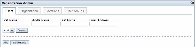 User Administration Admin Portlet. 2. Type user name in the input fields and select from the menu. 3. Click Search. Adding User 1.