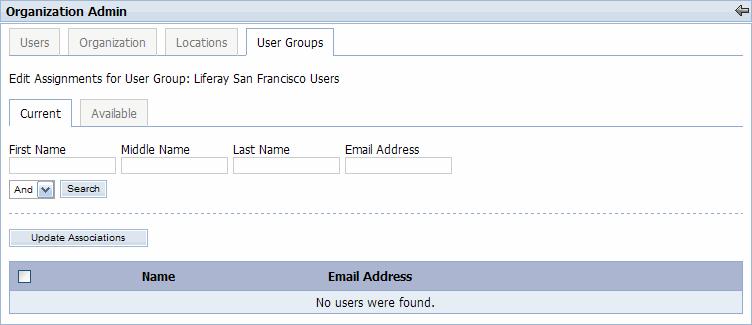User Administration 3. Click on the Available tab to list all of the available users in the system. For this example, we are only interested in the users with "SFO" in their name. 4.
