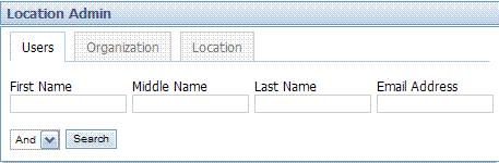 User Administration a. Click on the Organizations tab in the Location Admin Portlet. b. Click on the Add User icon ( ) located to the right of the organization. c.
