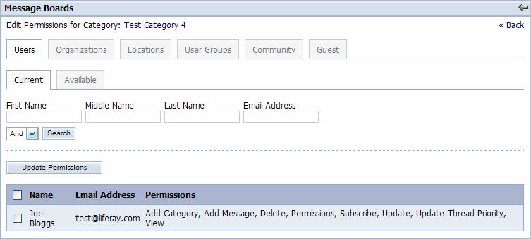 Security and Permissions If the Test LAX 2 user were now to click on the Test Category" link, the user would see the new Test Topic 4" topic and would be able to view the contents of the topic and
